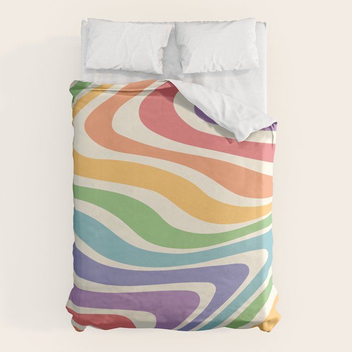 Colorful Rainbow Warp Swirl Lines II Duvet Cover Gallery Image 6