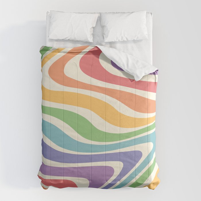 Colorful Rainbow Warp Swirl Lines II Comforter Gallery Image 1