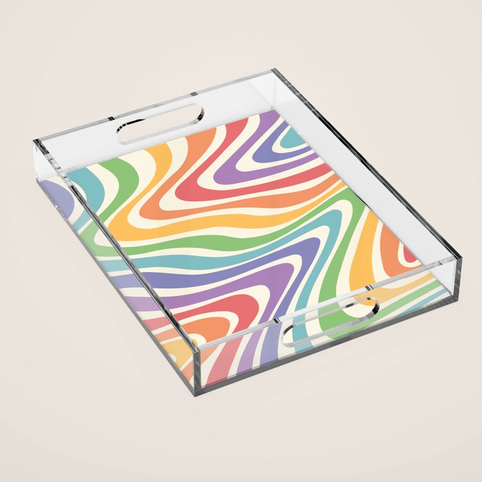 Colorful Rainbow Warp Swirl Lines II Acrylic Tray Gallery Image 1
