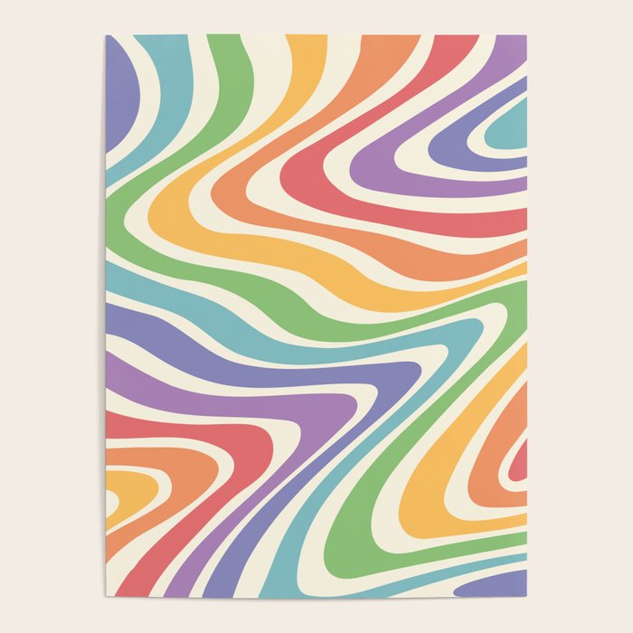Colorful Rainbow Warp Swirl Lines II Poster Gallery Image 1