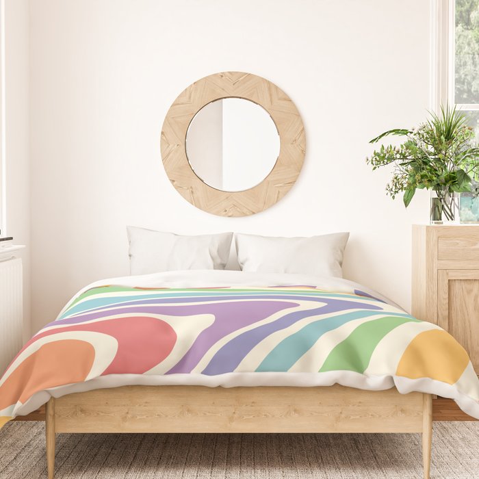 Colorful Rainbow Warp Swirl Lines II Duvet Cover Gallery Image 3