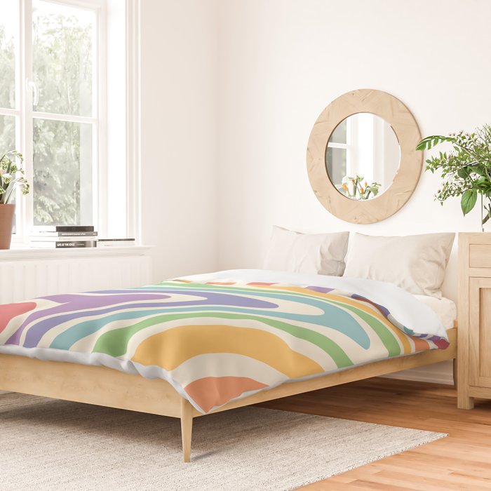 Colorful Rainbow Warp Swirl Lines II Duvet Cover Gallery Image 2