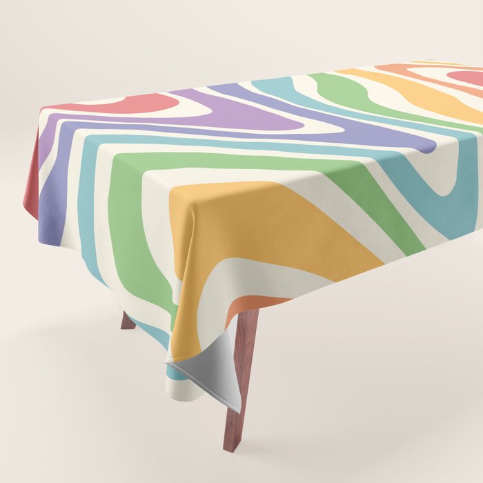 Colorful Rainbow Warp Swirl Lines II Tablecloth Gallery Image 1