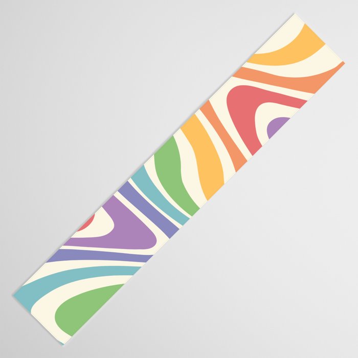 Colorful Rainbow Warp Swirl Lines II Table Runner Gallery Image 3