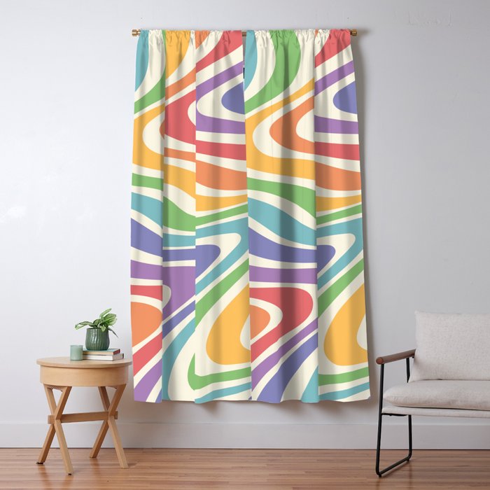 Colorful Rainbow Warp Swirl Lines II Window Curtain Gallery Image 5