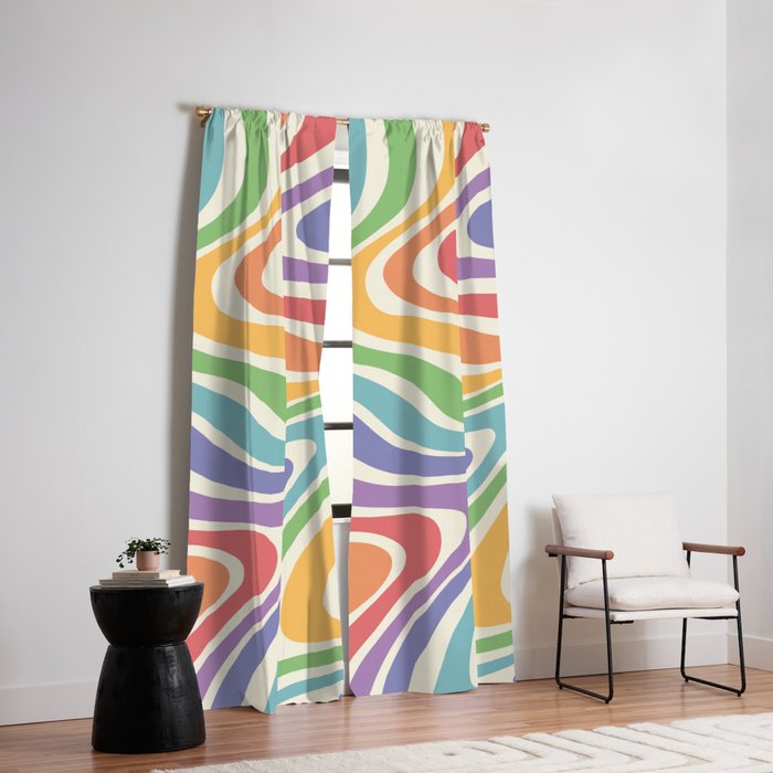 Colorful Rainbow Warp Swirl Lines II Window Curtain Gallery Image 2