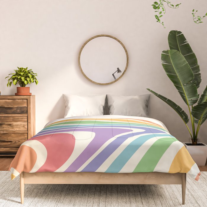 Colorful Rainbow Warp Swirl Lines II Comforter Gallery Image 3