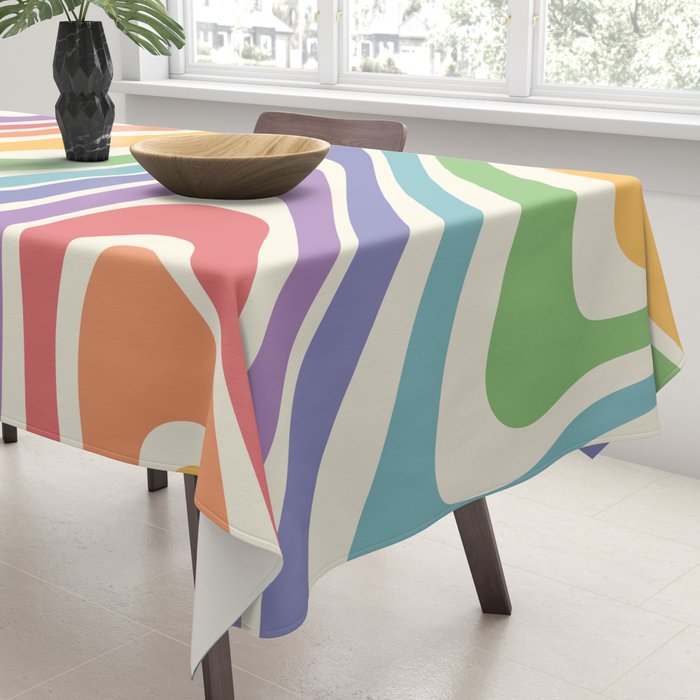 Colorful Rainbow Warp Swirl Lines II Tablecloth Gallery Image 3