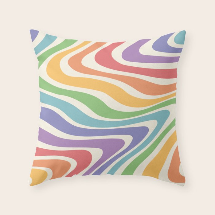 Colorful Rainbow Warp Swirl Lines II Throw Pillow Gallery Image 6