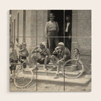 Tour De France Cyclists Drinking Beers Wood Wall Art Gallery Image 1