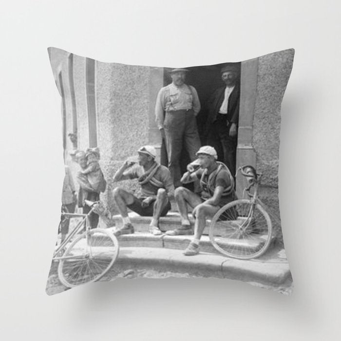 Tour De France Cyclists Drinking Beers Throw Pillow Gallery Image 1