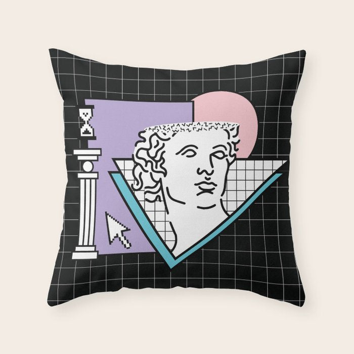 Apollo Vaporwave / greek god Throw Pillow Gallery Image 6
