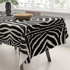 Zebra Wild Animal Print 724 Black and Linen White Tablecloth Gallery Image 3
