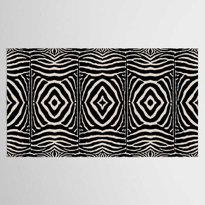 Zebra Wild Animal Print 724 Black and Linen White Tablecloth Gallery Image 2