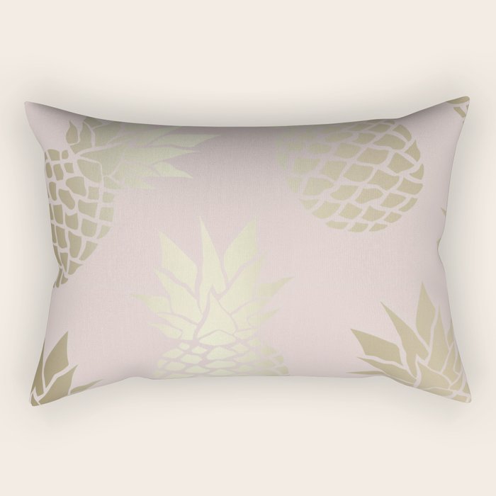 Glam, Pineapple Art, Pink Aesthetic with Gold Rectangular Pillow Gallery Image 2