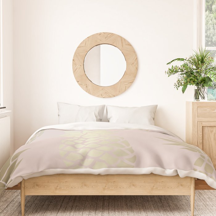 Glam, Pineapple Art, Pink Aesthetic with Gold Duvet Cover Gallery Image 3