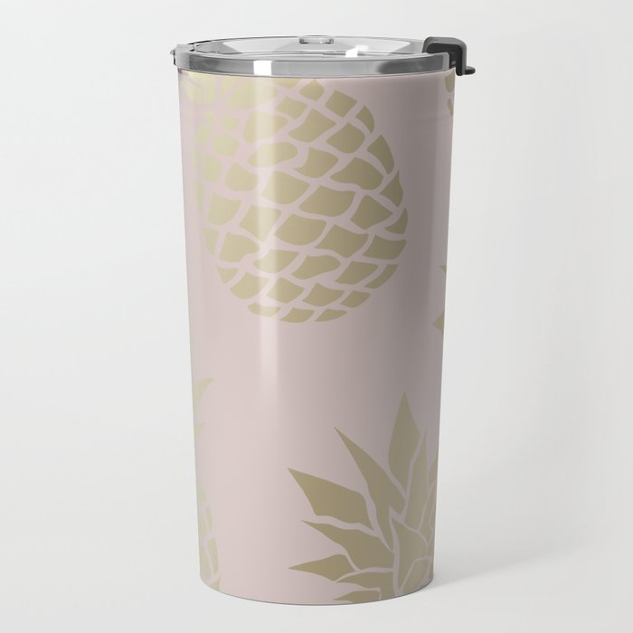 Glam, Pineapple Art, Pink Aesthetic with Gold Travel Mug Gallery Image 2