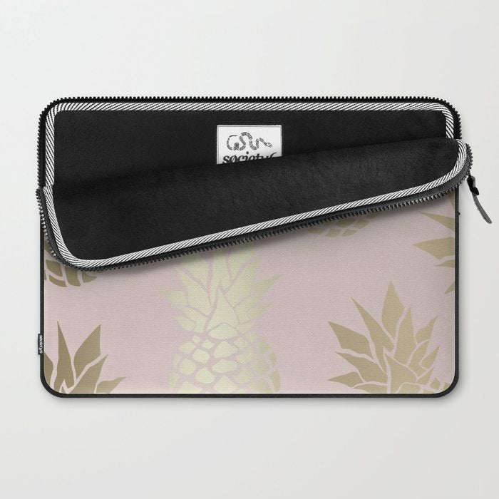 Glam, Pineapple Art, Pink Aesthetic with Gold Laptop Sleeve Gallery Image 2