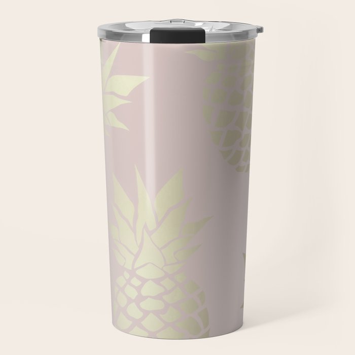 Glam, Pineapple Art, Pink Aesthetic with Gold Travel Mug Gallery Image 1
