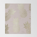 Glam, Pineapple Art, Pink Aesthetic with Gold Throw Blanket Gallery Image 2
