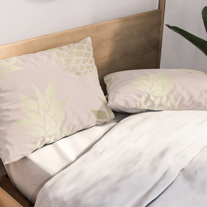 Glam, Pineapple Art, Pink Aesthetic with Gold Pillow Sham Gallery Image 2