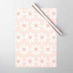 Cheerful Retro Daisy Floral Pattern in Pale Pastel Blush Pink Wrapping Paper Gallery Image 1