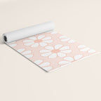 Cheerful Retro Daisy Floral Pattern in Pale Pastel Blush Pink Yoga Mat Gallery Image 2