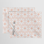 Cheerful Retro Daisy Floral Pattern in Pale Pastel Blush Pink Placemat Gallery Image 1