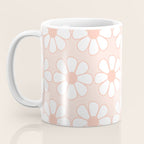 Cheerful Retro Daisy Floral Pattern in Pale Pastel Blush Pink Coffee Mug Gallery Image 3