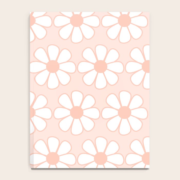 Cheerful Retro Daisy Floral Pattern in Pale Pastel Blush Pink Notebook Gallery Image 4