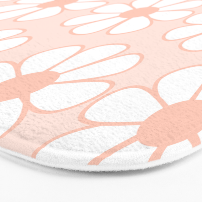 Cheerful Retro Daisy Floral Pattern in Pale Pastel Blush Pink Bath Mat Gallery Image 3