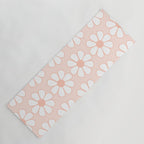 Cheerful Retro Daisy Floral Pattern in Pale Pastel Blush Pink Yoga Mat Gallery Image 1