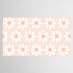 Cheerful Retro Daisy Floral Pattern in Pale Pastel Blush Pink Tablecloth Gallery Image 2