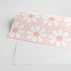 Cheerful Retro Daisy Floral Pattern in Pale Pastel Blush Pink Wrapping Paper Gallery Image 2