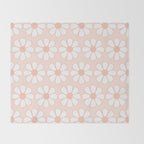 Cheerful Retro Daisy Floral Pattern in Pale Pastel Blush Pink Throw Blanket Gallery Image 2