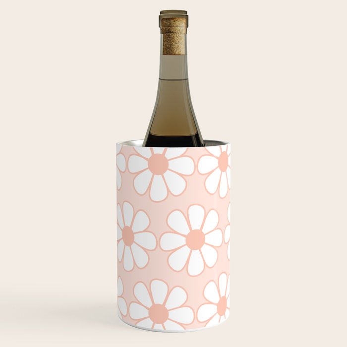 Cheerful Retro Daisy Floral Pattern in Pale Pastel Blush Pink Wine Chiller Gallery Image 3