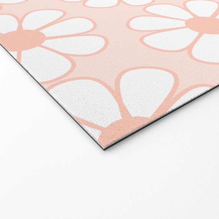 Cheerful Retro Daisy Floral Pattern in Pale Pastel Blush Pink Welcome Mat Gallery Image 2
