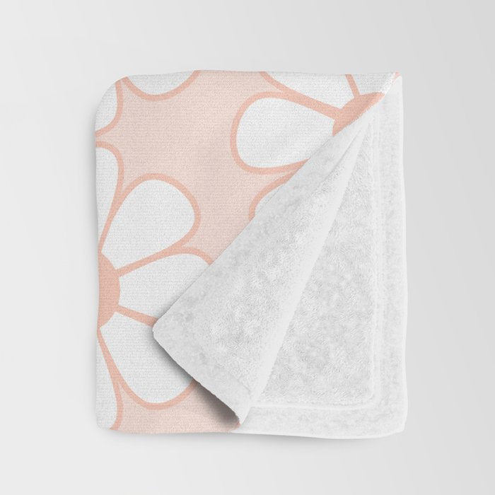 Cheerful Retro Daisy Floral Pattern in Pale Pastel Blush Pink Throw Blanket Gallery Image 3