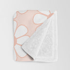 Cheerful Retro Daisy Floral Pattern in Pale Pastel Blush Pink Throw Blanket Gallery Image 3