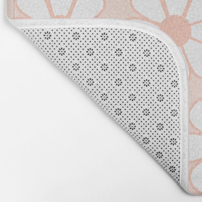 Cheerful Retro Daisy Floral Pattern in Pale Pastel Blush Pink Bath Mat Gallery Image 2