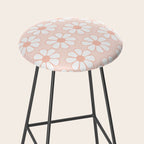 Cheerful Retro Daisy Floral Pattern in Pale Pastel Blush Pink Stool Gallery Image 2