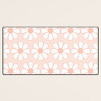 Cheerful Retro Daisy Floral Pattern in Pale Pastel Blush Pink Desk Mat Gallery Image 3