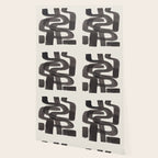 Black Ink Paint Brush Strokes Wiggles Mid Century Modern Wallpaper Gallery Image 2