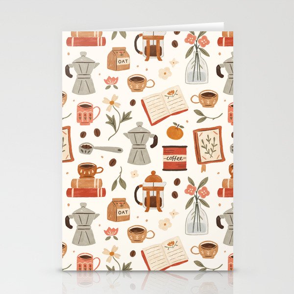 Gouache Books and Coffee Stationery Card Gallery Image 2