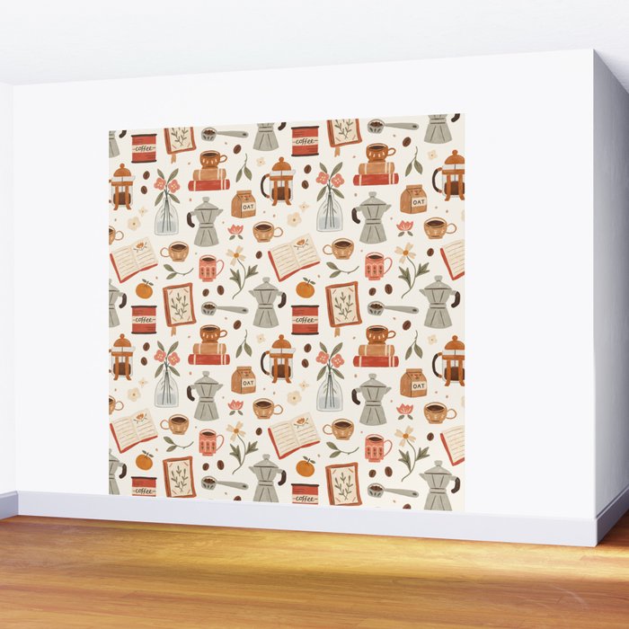 Gouache Books and Coffee Wall Mural Gallery Image 2