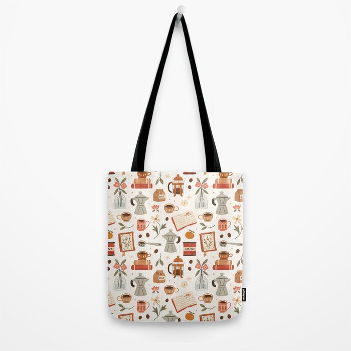 Gouache Books and Coffee Tote Bag Gallery Image 2