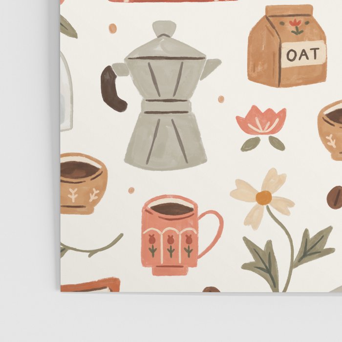Gouache Books and Coffee Poster Gallery Image 3