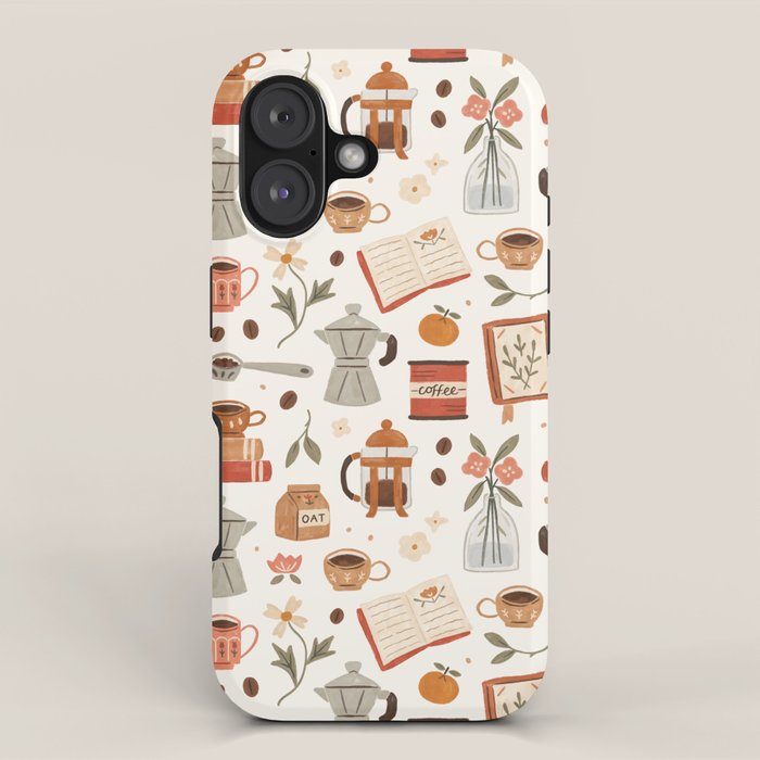 Gouache Books and Coffee iPhone Case Gallery Image 1