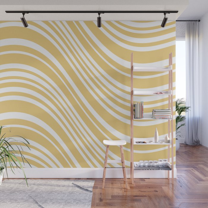 Wavy Stripes XLIV - Pastel Yellow Wall Mural Gallery Image 1