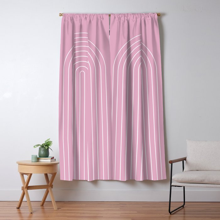 Minimal Arch XXVII Blush Pink Modern Geometric Lines Window Curtain Gallery Image 5